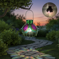 Luces Solares de Jardín, Lámpara Colgante de Metal Impermeable para Exteriores, Linterna Solar LED Decorativa para Patio, Jardín, Camino, Césped