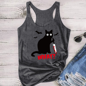 Chat quoi drôle impression débardeurs haut été mode graphique sans manches gilet Offre Spéciale Harajuku décontracté ample femmes débardeurs hauts - Product Image 3