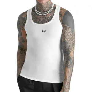 Customization Men's Tank Top Compression Athletic Clothing Fitted Gym Stringer Fitness Running Singlet Tight Men Ribbed Tank Top