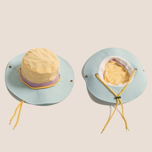 หมวกถังบอนนี่แห้งเร็วดีไซน์ใหม่สำหรับเด็กกลางแจ้งแบบตะวันตกหมวกกันแดดสีตัดกันแบบซาฟารีสำหรับงานเลี้ยงตกปลาขายส่ง - Product Image 2