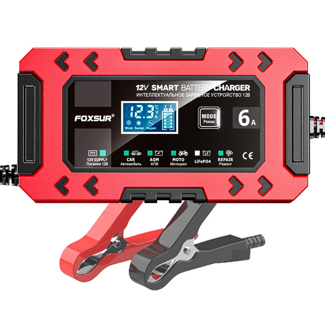 12V 6A Smart 10-Stage Battery Charger for AGM Start-Stop Lead-Acid Battery with Auto-Stop Function