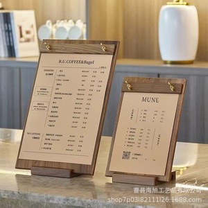 Tablero de Menú Vertical de Madera, Soporte de Exhibición para Cafetería, Portapapeles Extraíble, Uso en Escritorio - Product Image 4