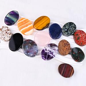 Prix usine poli guérison pierre précieuse Quartz Rose plat ovale paume soulagement du Stress rêve améthyste inquiétude pierre - Product Image 2