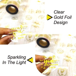 Adesivi Sigillanti Trasparenti Impermeabili Fustellati Personalizzati con Logo Stampato, Etichette per Imballaggio in Lamina d'Oro Trasparente - Product Image 4