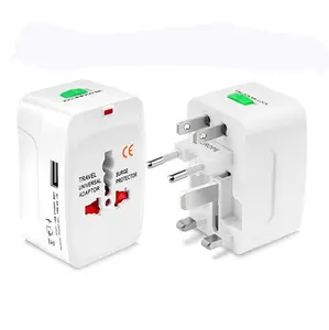 White All in One Universal world travel usb wall charger Adapter Plug Converters with 1 usb