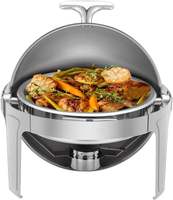 Edelstahl Gas/Elektro 6-Quart Roll-Top Speisenwärmer Rundes Chafing Dish Buffet-Set für Catering in Hotels & Restaurants