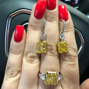 Anillo de boda de plata de primera calidad, amarillo, circón 925, venta al por mayor en China