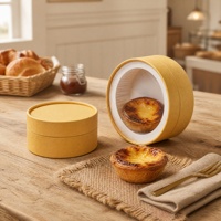 Tube en carton biodégradable de qualité alimentaire, luxueux, pour emballage de pâtisserie, avec fenêtre transparente en PVC, boîte cylindrique pour gâteau basque