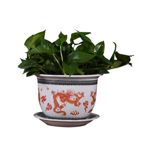 Grand pot à fleurs en céramique de Jingdezhen, style chinois, durable, avec décor en surglaze Famille Rose représentant une scène de neige, idéal pour la plantation en jardin. - Product Image 5