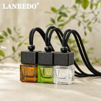 Botol Diffuser Gantung Mobil Mewah Kosong 8ml, Botol Parfum Mobil Kaca Transparan Dengan Tutup Kayu Hitam