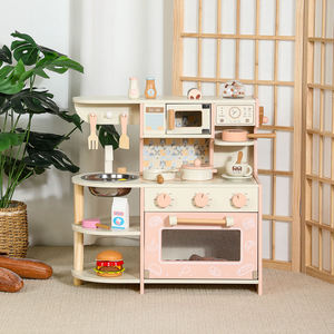 Ensemble Réaliste Cuisinière et Machine à Café en Bois, Jouet d'Imitation pour Enfants, Batterie de Cuisine pour Bébé Adaptée aux Filles - Product Image 3
