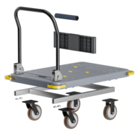 Chariot à plateforme portable industriel en nylon PP haute résistance, quatre roues, poignée pliable pour le transport de marchandises