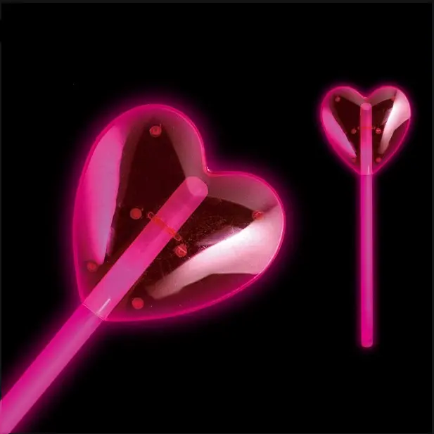 Manufacturer Cheap Price Magic Glow Wands 8 Inch Glow Sticks with Plastic Heart Topper Light Red Heart Glow Wands
