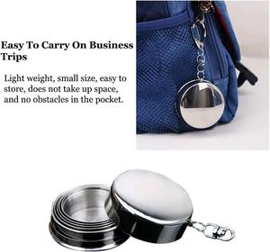 Taza Plegable de Acero Inoxidable, Portátil, Telescópica, con Llavero, 60ml, 150ml, 250ml - Product Image 5