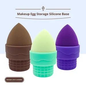 Scatola porta spugne e piumini da trucco in silicone quadrata, stile nordico, porta beauty blender - Product Image 1