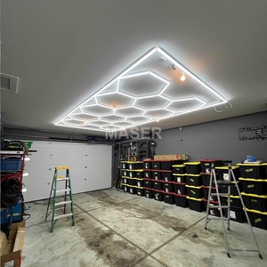 Luces hexagonales para garaje <span class=keywords><strong>en</strong></span> <span class=keywords><strong>el</strong></span> <span class=keywords><strong>techo</strong></span> <span class=keywords><strong>del</strong></span> taller, luz LED, lámpara de trabajo de nido de abeja para Taller de reparación de automóviles, sistema de 14 rejillas - Product Image 5