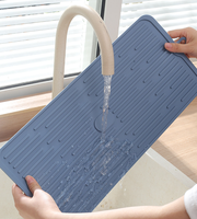 YDS Tapis d'égouttoir à vaisselle résistant à la chaleur pour évier de comptoir de cuisine Grand tapis de séchage en Silicone Tapis d'évier antidérapant facile à nettoyer