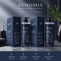 Eunomia Trio de Soins Capillaires Réparateurs à la Kératine 800ml/1000ml Shampooing & Après-Shampooing avec Masque Capillaire pour Cheveux Secs, Frisés et Abîmés