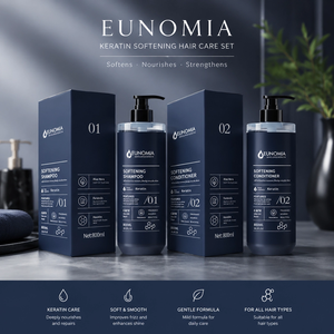Eunomia <span class=keywords><strong>Trio</strong></span> de Soins Capillaires Réparateurs à la Kératine 800ml/1000ml Shampooing & Après-Shampooing avec Masque Capillaire pour Cheveux Secs, Frisés et Abîmés - Product Image 6