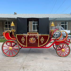 Charrette de tourisme électrique rétro, vente directe d'usine, charrette rouge avec auvent noir - Product Image 2