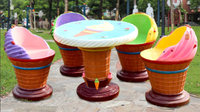 Ensemble table et chaises personnalisées Y214 pour café, salon de thé, crèmerie – Design esthétique en fibre de verre, siège commercial pour enfants, banc