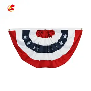 Drapeau de Fan plissé américain taille personnalisée, drapeau de Fan de banderole américain, drapeau de banderole américain, décoration d'extérieur du 4 juillet