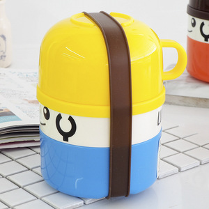 Bangduo Nordic Plastic Round Bento <b>Box</b> Microwave Safe <b>Lunch</b> <b>Box</b> With Strap For Adult Student Cartoon Design - Product Image 3