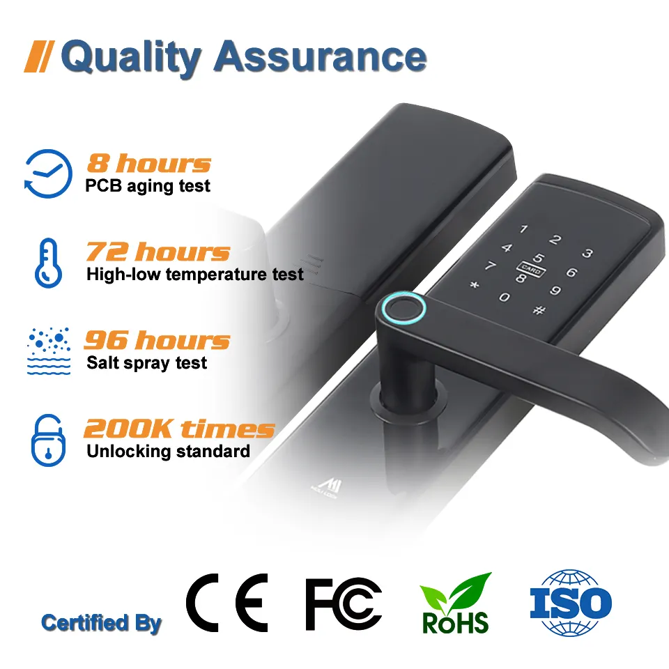 RFID 카드 및 지능형 키 스마트 홈 도어 잠금 가정용 방수 스마트 잠금 지문 키