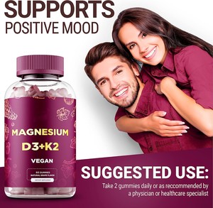 Kalme Magnesiumgummies 500Mg Met Vitamine <span class=keywords><strong>D3</strong></span> <span class=keywords><strong>10000</strong></span> <span class=keywords><strong>Iu</strong></span> En Vitamine K2 100Mg-Magnesiumcitraatsupplement Voor Volwassenen - Product Image 6