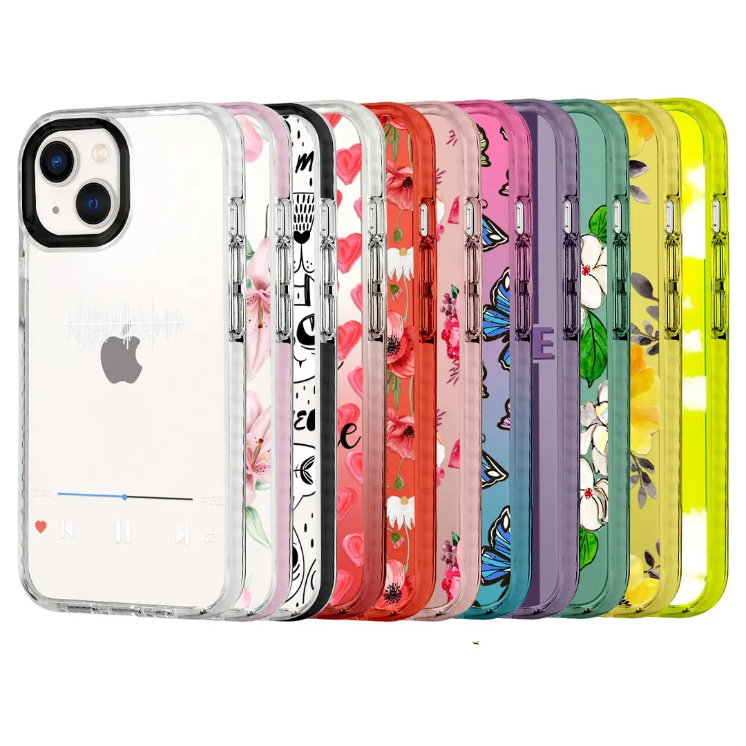 BUSTYLE Neon Rainbow Cute Fashion Design Custom Print Colorful Shock Proof Phone Case For iPhone 13 12 11 TPE TPU Bumper Case
