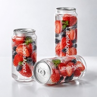 Boîtes en PET transparentes avec impression de logo personnalisée, motifs imprimés, avec anneau de traction, pour sodas, canettes en plastique avec couvercles en aluminium