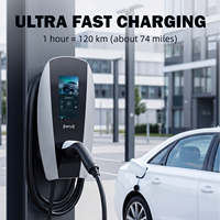 Pengisi Daya Dinding EV Smart 11KW 16A Tipe2 DLB Dynamic Load Balancing Layar Sentuh 7 Inci Kartu Gesek Kabel 5m Tahan Air IP65