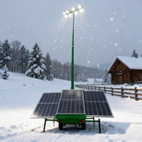 Mât de levage à manivelle avec 4 têtes de lampe LED 100W/200W, tour d'éclairage solaire mobile