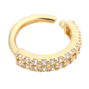 Eternal Metal 14K oro sólido <span class=keywords><strong>doble</strong></span> 5A CZ incrustaciones hacia adelante oreja y nariz aro ombligo y <span class=keywords><strong>labio</strong></span> <span class=keywords><strong>Piercing</strong></span> anillo sin costuras joyería - Product Image 1