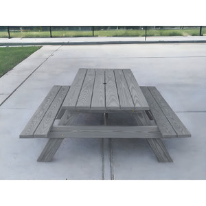 Tavolo da Picnic all'aperto in legno massiccio grigio hms 94 "con foro per l'ombrello - Product Image 1