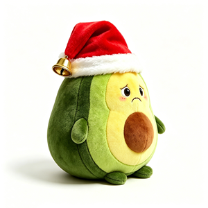 Customize Christmas Avocado Plush Toy with Santa <b>Hat</b>, Cute Sad Face Avocado Stuffed <b>Animal</b> - Product Image 4