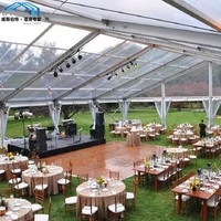 Tente de mariage personnalisée en aluminium avec toit en PVC transparent 12mX24m pour 220 personnes, chapiteau transparent pour événements en plein air, tente pour fête et banquet