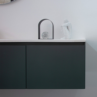 TONA Lavabo rectangulaire moderne en pierre artificielle polie, à trou unique, mural, avec drain, pour salles de bain d'hôtel, résistant à l'eau