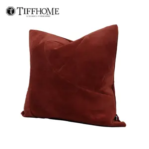 Tiff Home Wholesale New Innovation 45*45cm Red Removable Cover Imported Velvet Spliced Festive Sofa Cushion