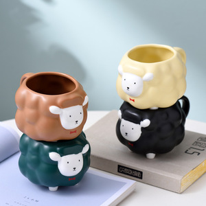 350ml Céramique Dessin Animé Mouton Design Style Nordique Peint Modèle Mignon Animal Tasse D'eau pour Filles Cadeau D'anniversaire avec Tasse À Café - Product Image 5