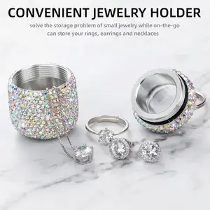 Sleutelhanger Pillendoos Diamant Kleine Pil Organizer Medicatie Lock Box Voor Portemonnee Sieraden Ring Houder