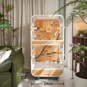 Elegante Vogel Print Patroon Villa Duurzaam Metalen Gaas En Hardhout Voor Woonkamer Inrichting - Product Image 1