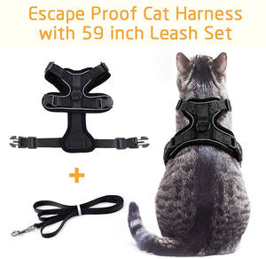 Set di imbracatura e guinzaglio per gatti imbracatura per gilet regolabile per gatti a prova di fuga traspirante con filo di sicurezza a striscia riflettente pet harne - Product Image 5