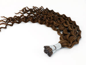 Lujo doble dibujado SUR DE LA India templo crudo virgen Pelo Rizado Itips cabello humano - Product Image 4