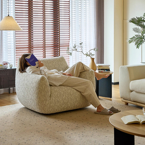 Sillón Puff Gigante <span class=keywords><strong>de</strong></span> Peluche para Adultos con Reposabrazos - Puff Beige Extra Grande y Cómodo para Descansar en el <span class=keywords><strong>Suelo</strong></span> - Product Image 2