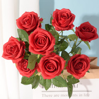 Bouquet de roses artificielles à neuf têtes Vintage nouveauté décoration de fête extérieure de maison de mariage 43cm vente en gros élégant moderne rapide