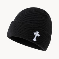 Gorro de punto personalizado con puño, con logo, al por mayor, estilo gótico con cruz, cálido para invierno, para deportes al aire libre, transpirable, impermeable, gorro tipo calavera