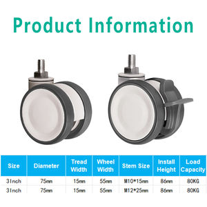 Meistverkauftes Hochwertiges 3-Zoll-Kunststoff-TPR-Lenkrollenrad mit Doppelrad für Krankenhauswagen und Medizinische Betten mit Bremse - Product Image 5