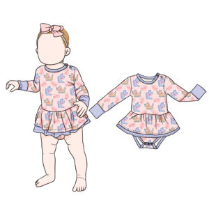 Combinaison pour bébé fille en bambou à col rond, à manches longues, respirante, avec jupe, prix d'usine, douce et personnalisée - Product Image 5