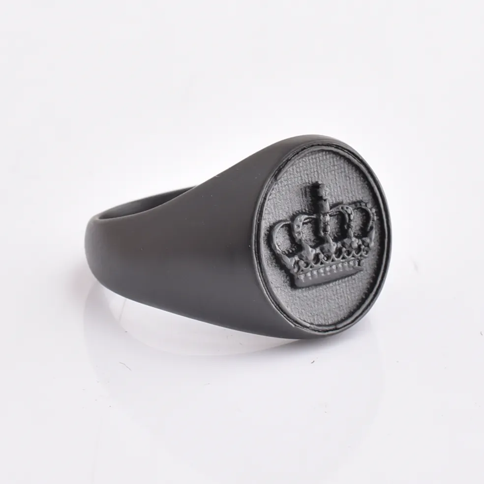 European American Fashion Personalized Crown Stainless Steel 316L Retro Men's Ring Signet Ring for Men